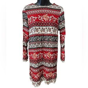 H&M Multicolored Abstract Long-sleeved Dress